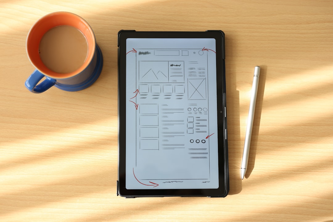 UI / UX design wireframing with tablet